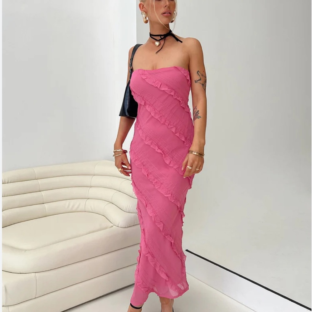 Princess Polly Pink Ruffle Maxi Dress